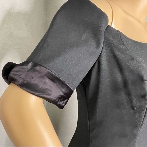 ILGWU Vintage Maxi Off Shoulder Short Sleeve Formal Dress Black Size 8 - Picture 6 of 16